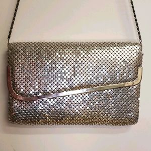 Vintage 90s Siver Mesh Purse Clutch